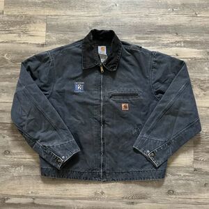 Vintage Carhartt J97 PTL Petrol Gray Detroit Blanket Lined Jacket Size XL